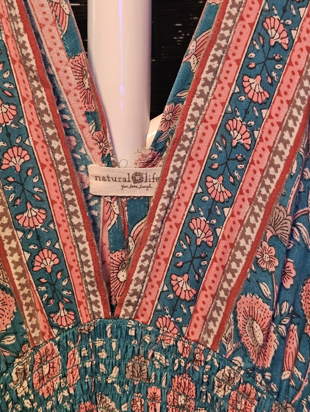 NATURAL LIFE Teal and Coral Floral Maxi Dress - Picture 3 of 4